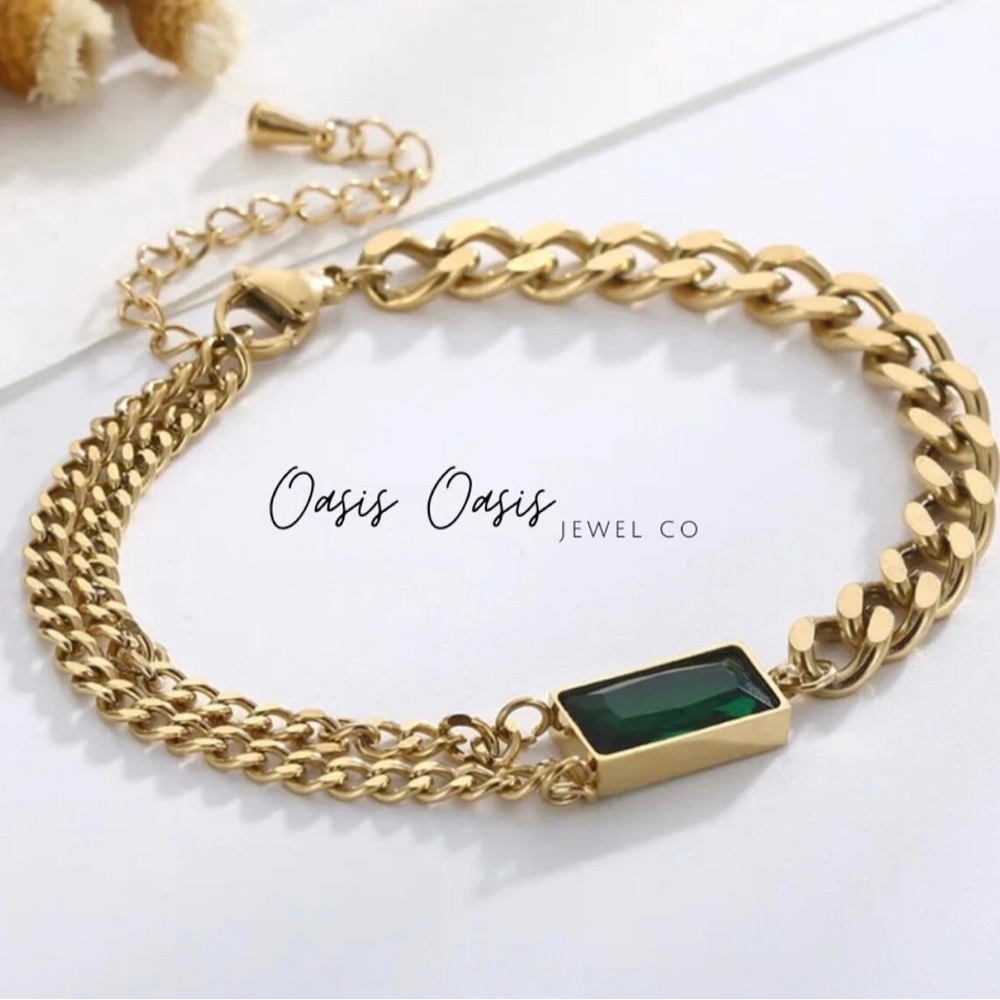 18k Gold Plated Modern Glam Cuban Curb Link Style Chain Bracelet